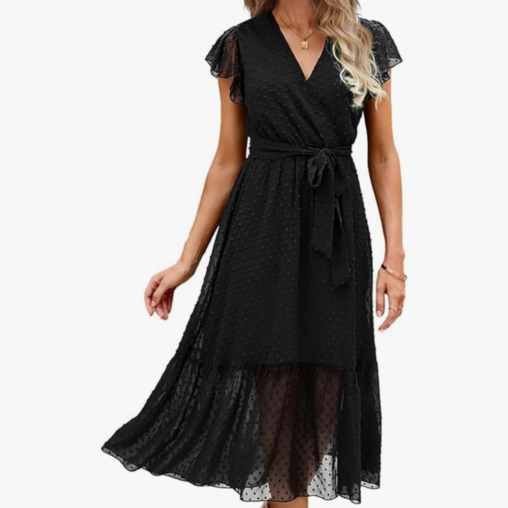 NWT Elegant Black Wrap Dress